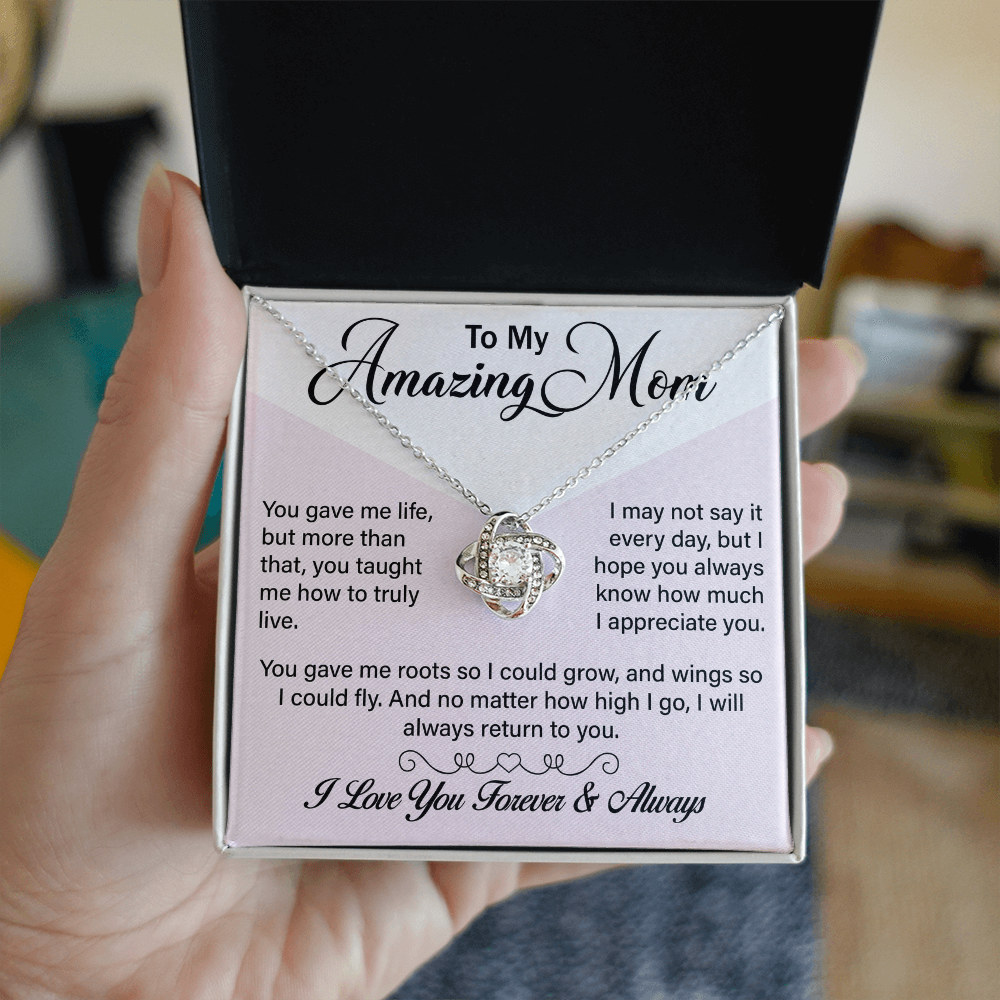 Best Gift for Mom – Love Knot Necklace, A Meaningful Keepsake for New Moms