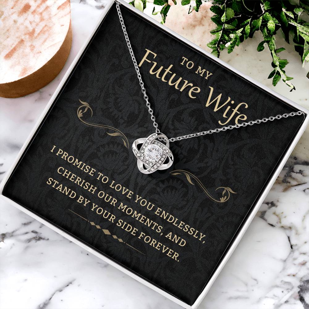 Heartfelt Necklace for Future Wife – A Love Knot Symbol of Endless Devotion, Perfect for Engagement, Birthday, or Christmas Gift