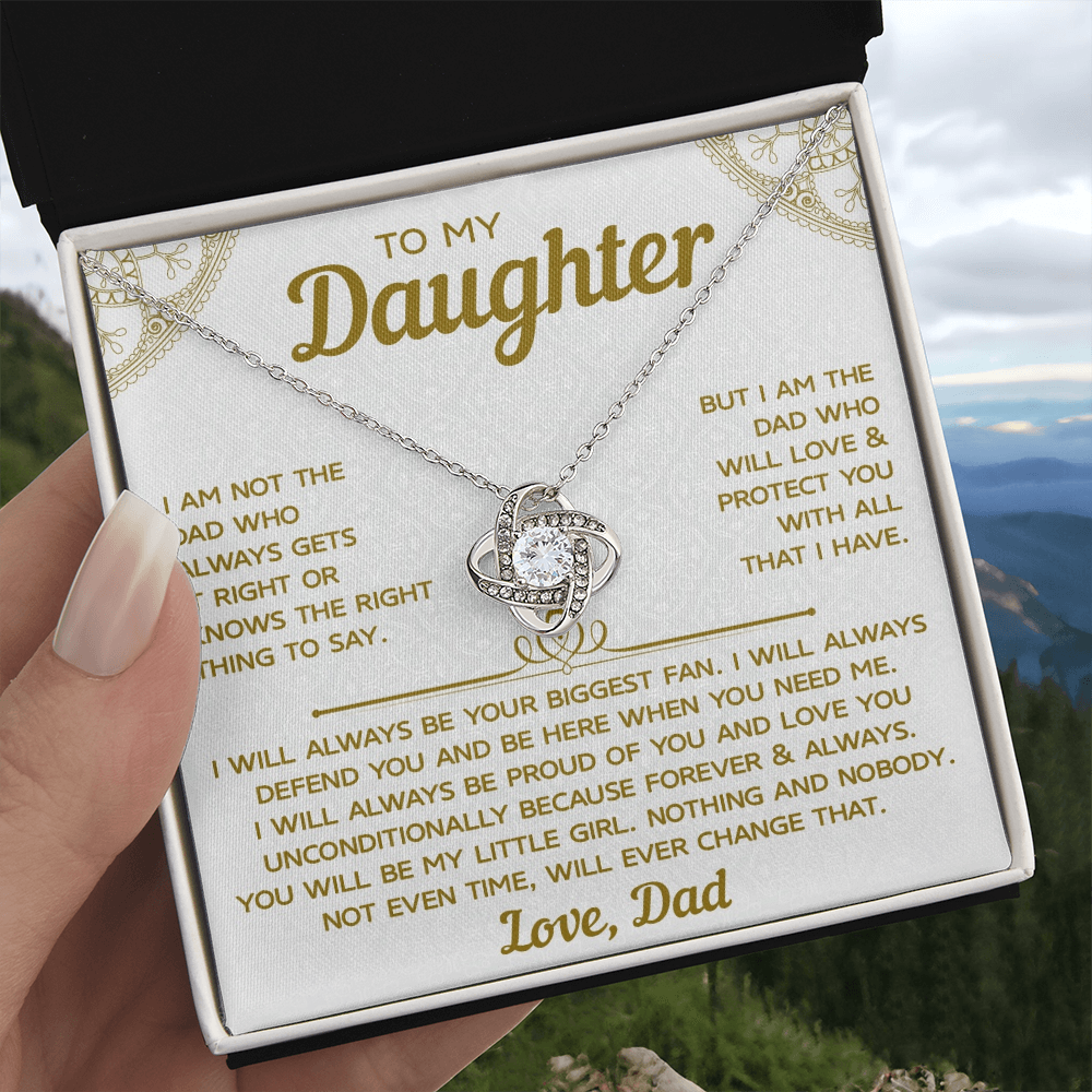To My Daughter – Love Knot Necklace, Dad’s Heartfelt Message in Timeless Jewelry