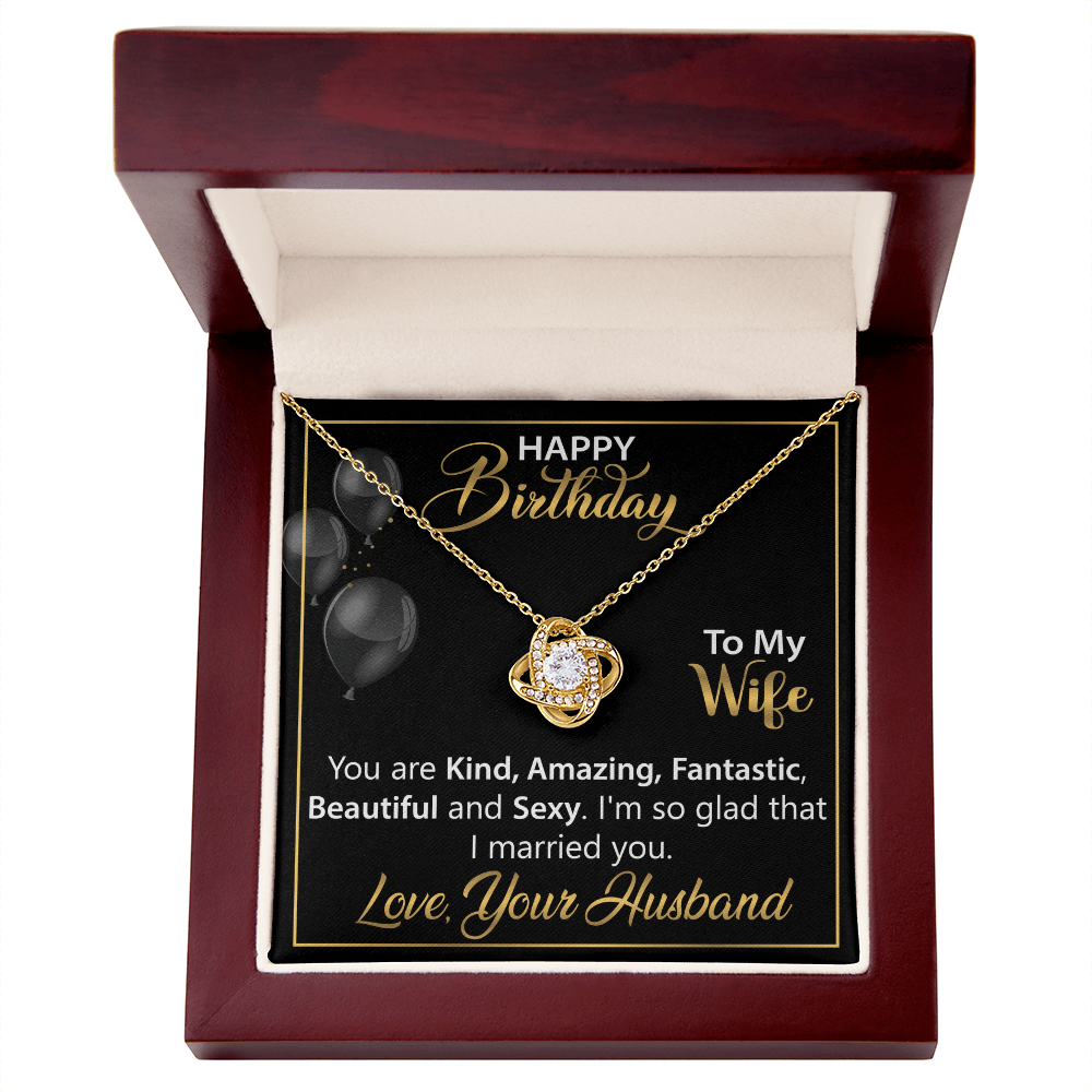 Unique Jewelry Gift for Wife – Love Knot Necklace with Heartfelt Message, A Birthday Keepsake from Husband