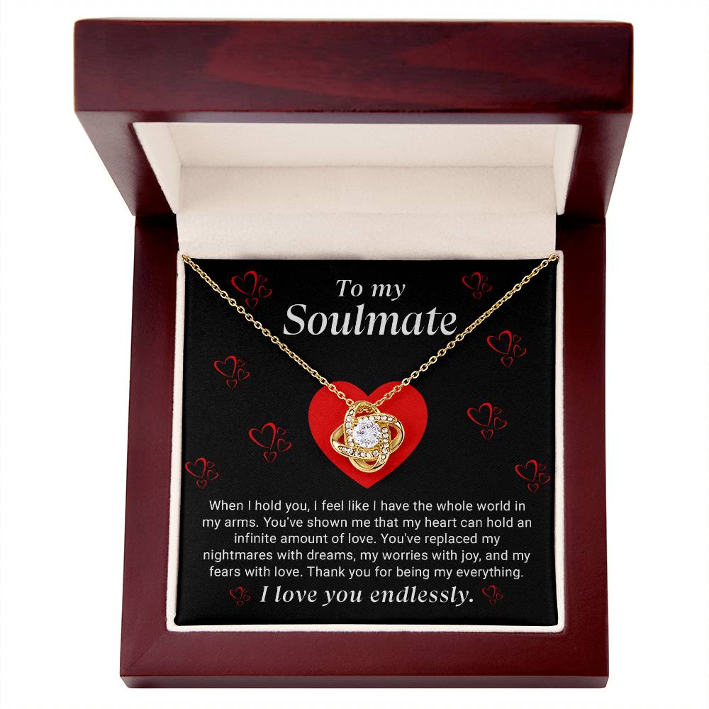 To My Soulmate Love Knot Necklace - Heartfelt Jewelry Gift for Wife or Girlfriend - Perfect for Anniversaries and Valentine's Day