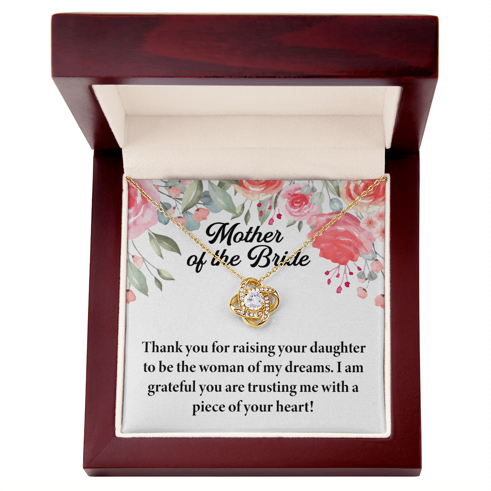 Elegant Love Knot Necklace – Best Gift for Mother of the Bride, Heartfelt Wedding Jewelry for Mom