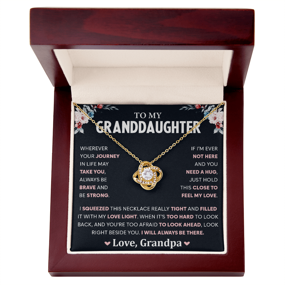 To My Granddaughter, Love Knot Necklace Gift From Grandpa