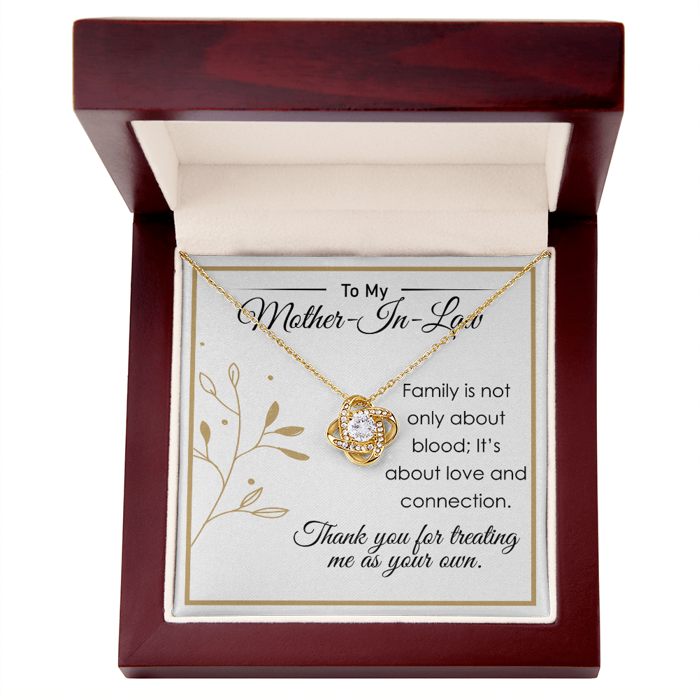 To My Mother-in-Law Necklace – Elegant Love Knot Necklace with Sentimental Message, Perfect Gift for Mother-in-Law