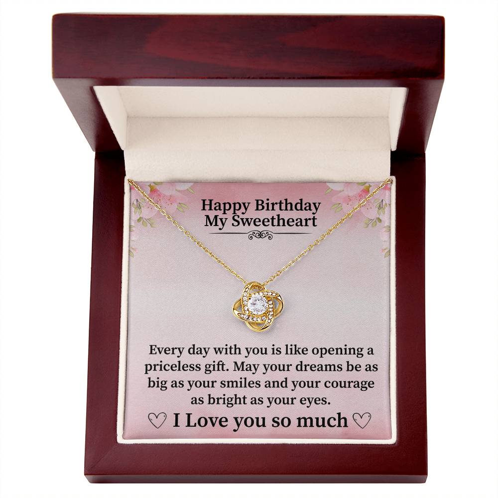Love Knot Necklace for Wife – Elegant Birthday Keepsake Gift with a Touching Message from Husband