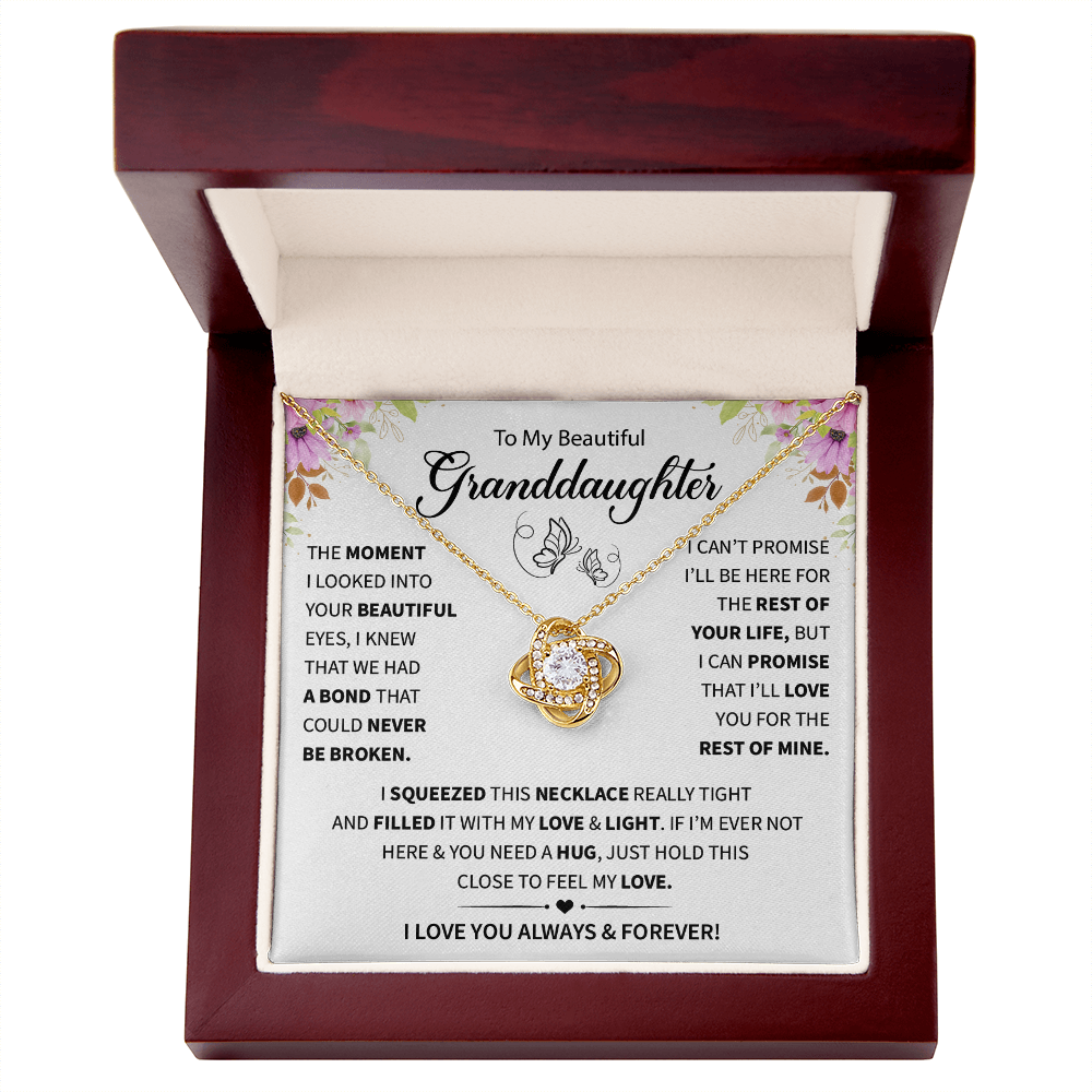 To My Beautiful Granddaughter Love Knot Necklace With Gift Box