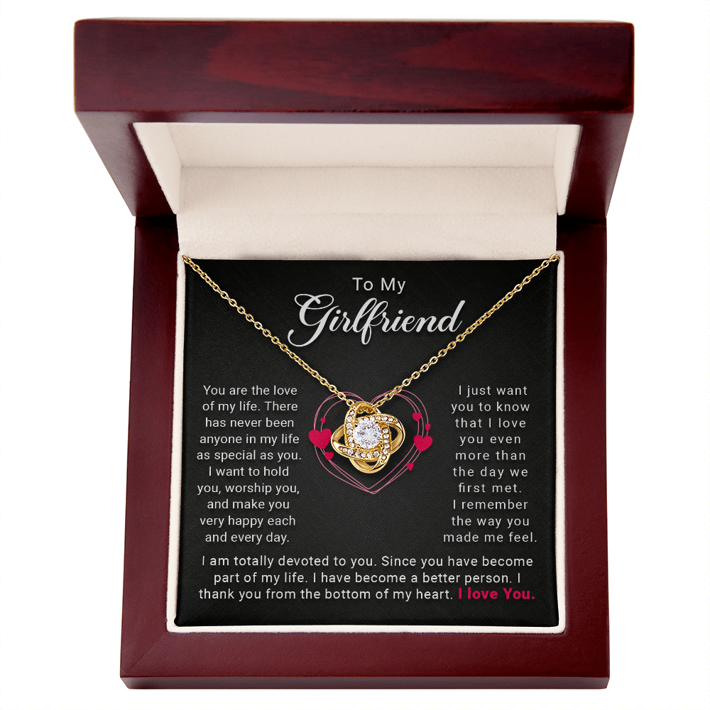 To My Girlfriend, You Are the Love of My Life – Love Knot Necklace, A Heartfelt Valentine's Day Gift to Express My Devotion and Eternal Love