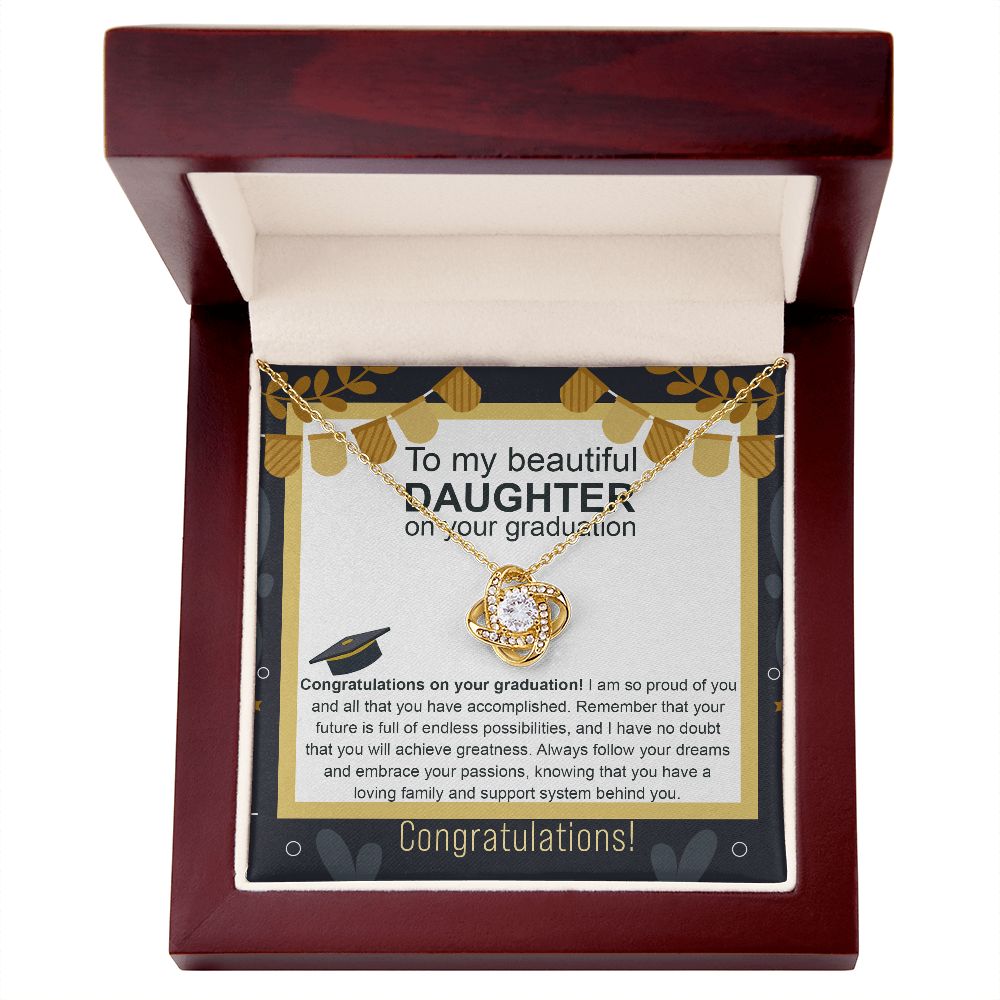 To My Daughter | Congratulations on Your Graduation, Love Knot Necklace Inspirational Gifts For Girls