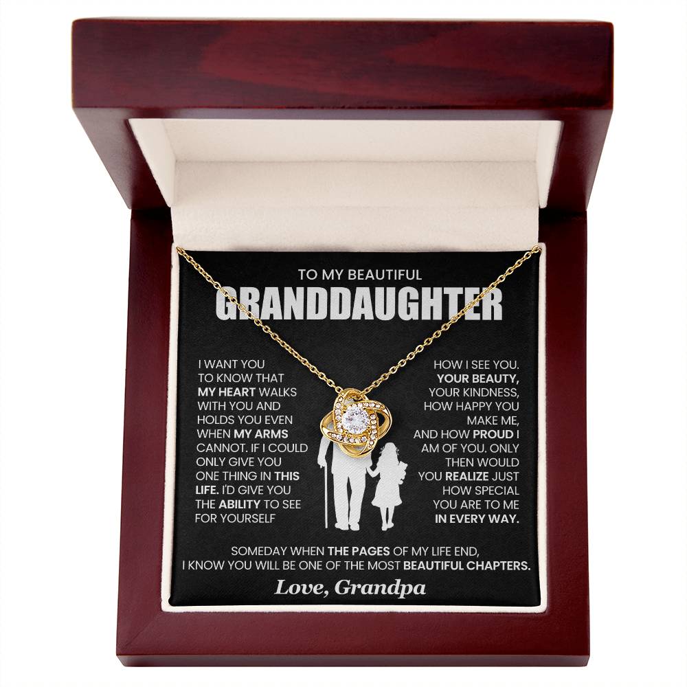 To My Beautiful Granddaughter - I Am Proud of You - Love Knot Necklace