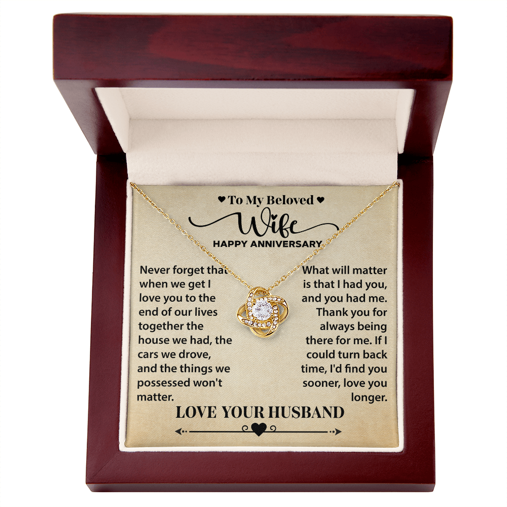 Anniversary Gift for Wife – Elegant Love Knot Necklace, A Jewelry Keepsake from Husband