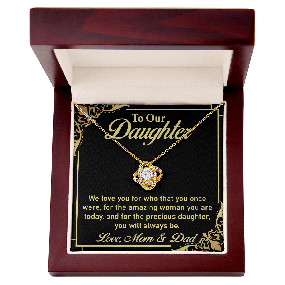To My Daughter – Elegant Love Knot Necklace Gift from Mom