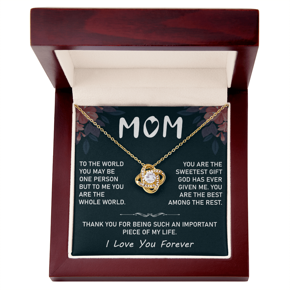 To My Mom Necklace – Stunning Love Knot Design, Thoughtful New Mom Gift from Son