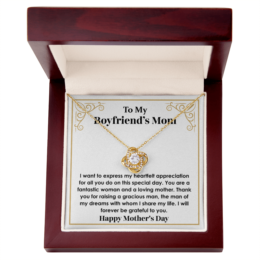 Gift for Boyfriend's Mom – Stunning Love Knot Necklace with Gift-Ready Box, Best Gift for My Boyfriend's Mom