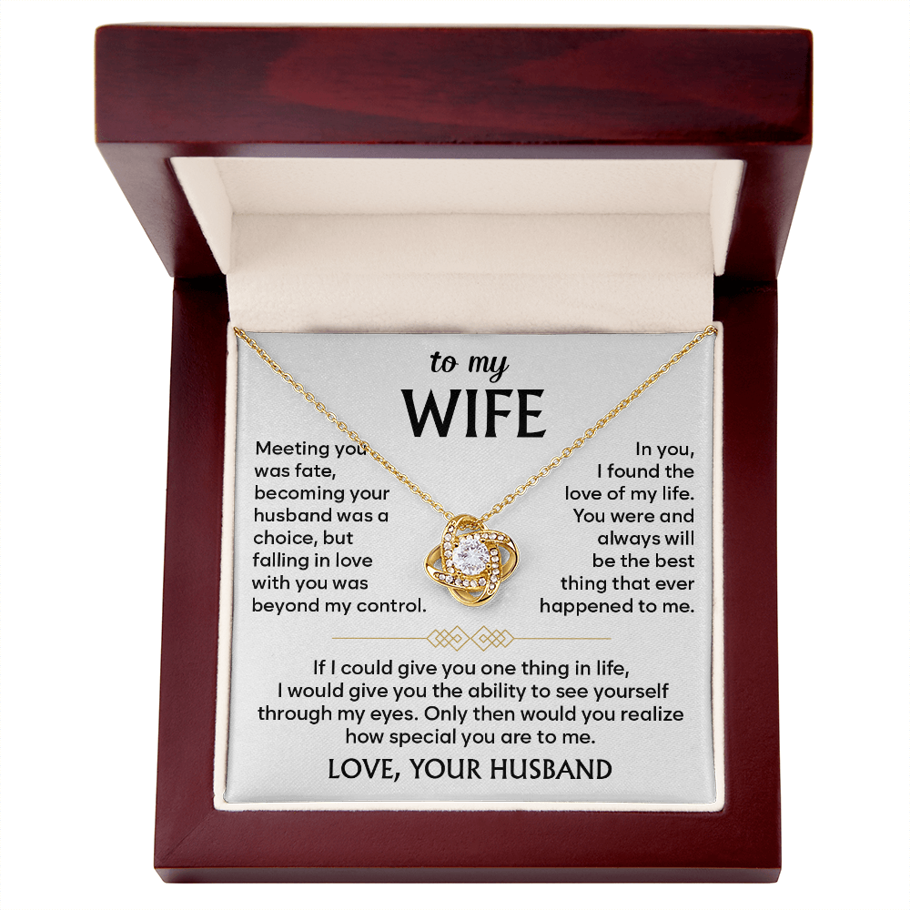 To My Wife - Your Smile Makes My World Brighter - Love Knot Necklace