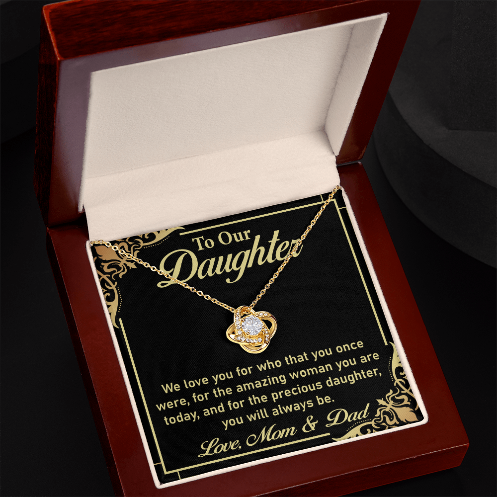 To My Daughter – Elegant Love Knot Necklace Gift from Mom