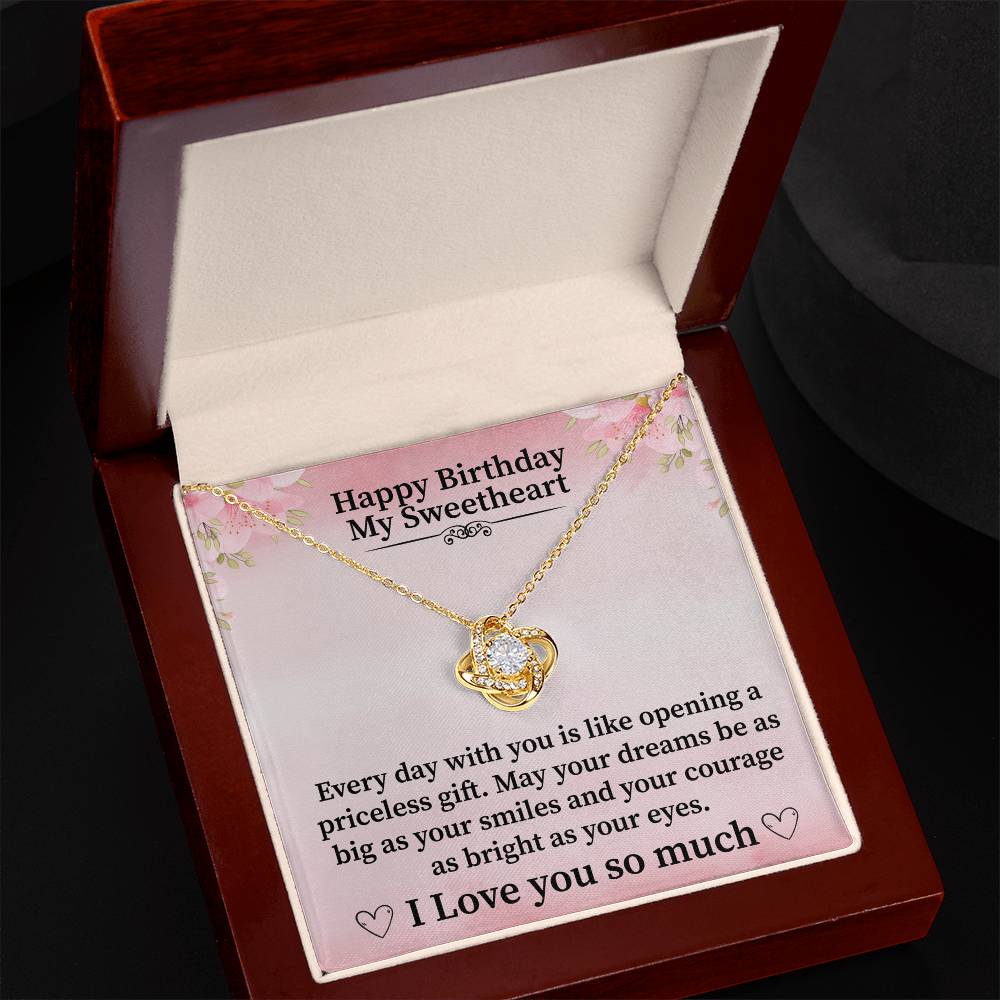 Love Knot Necklace for Wife – Elegant Birthday Keepsake Gift with a Touching Message from Husband