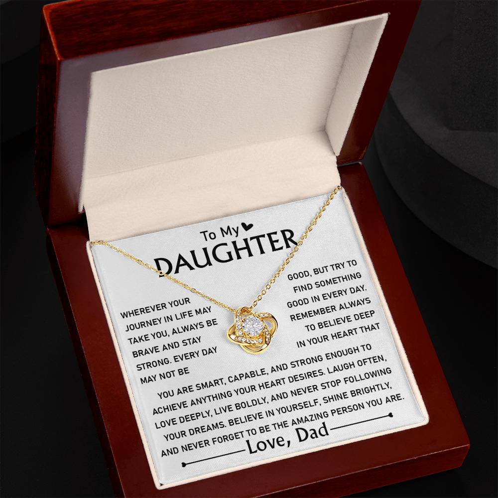 To My Daughter  Love Knot Necklace Gift With Heartfelt Message Card