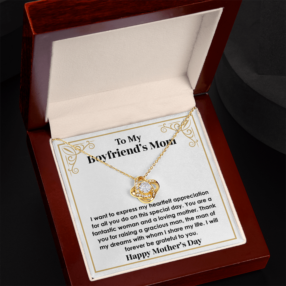 Gift for Boyfriend's Mom – Stunning Love Knot Necklace with Gift-Ready Box, Best Gift for My Boyfriend's Mom