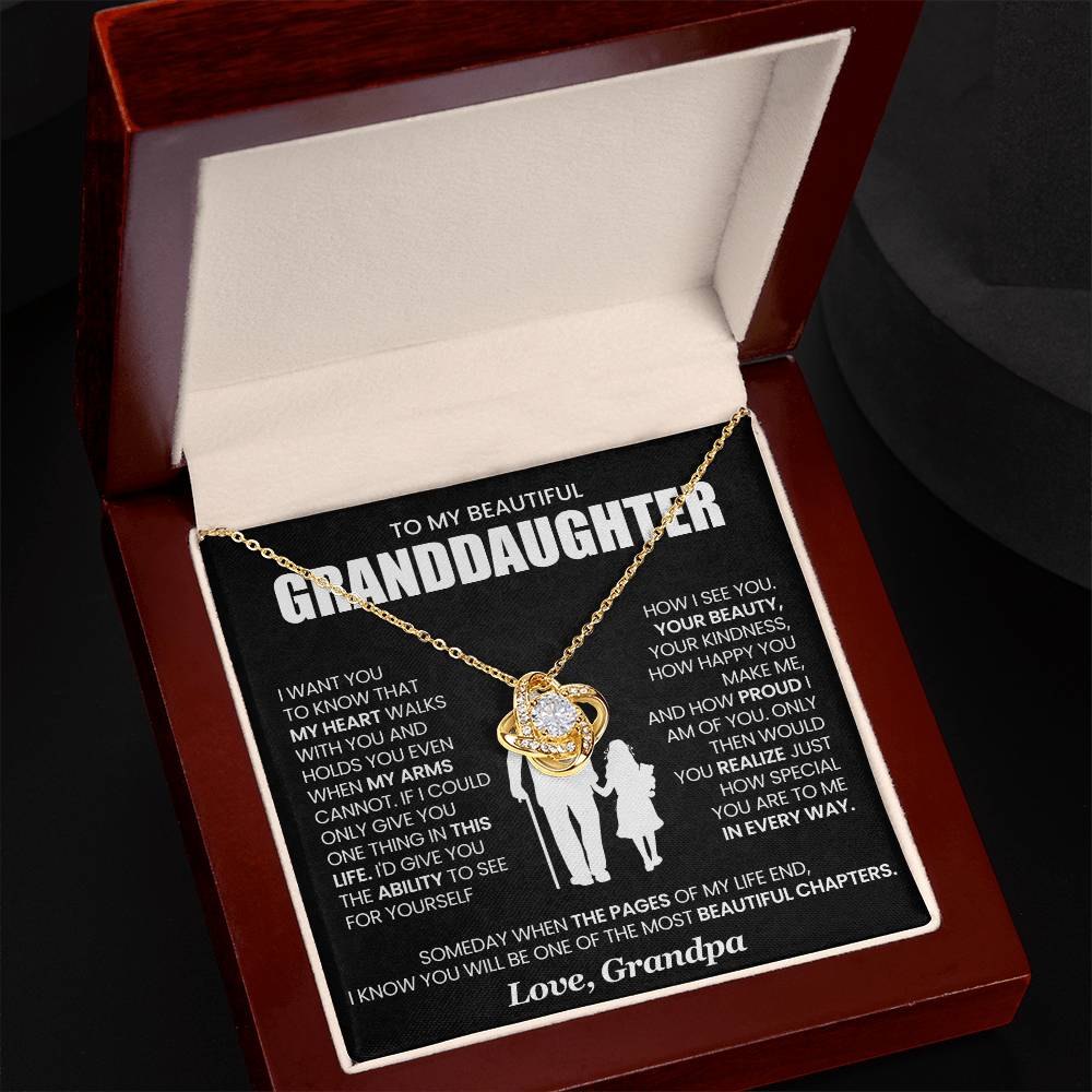 To My Beautiful Granddaughter - I Am Proud of You - Love Knot Necklace