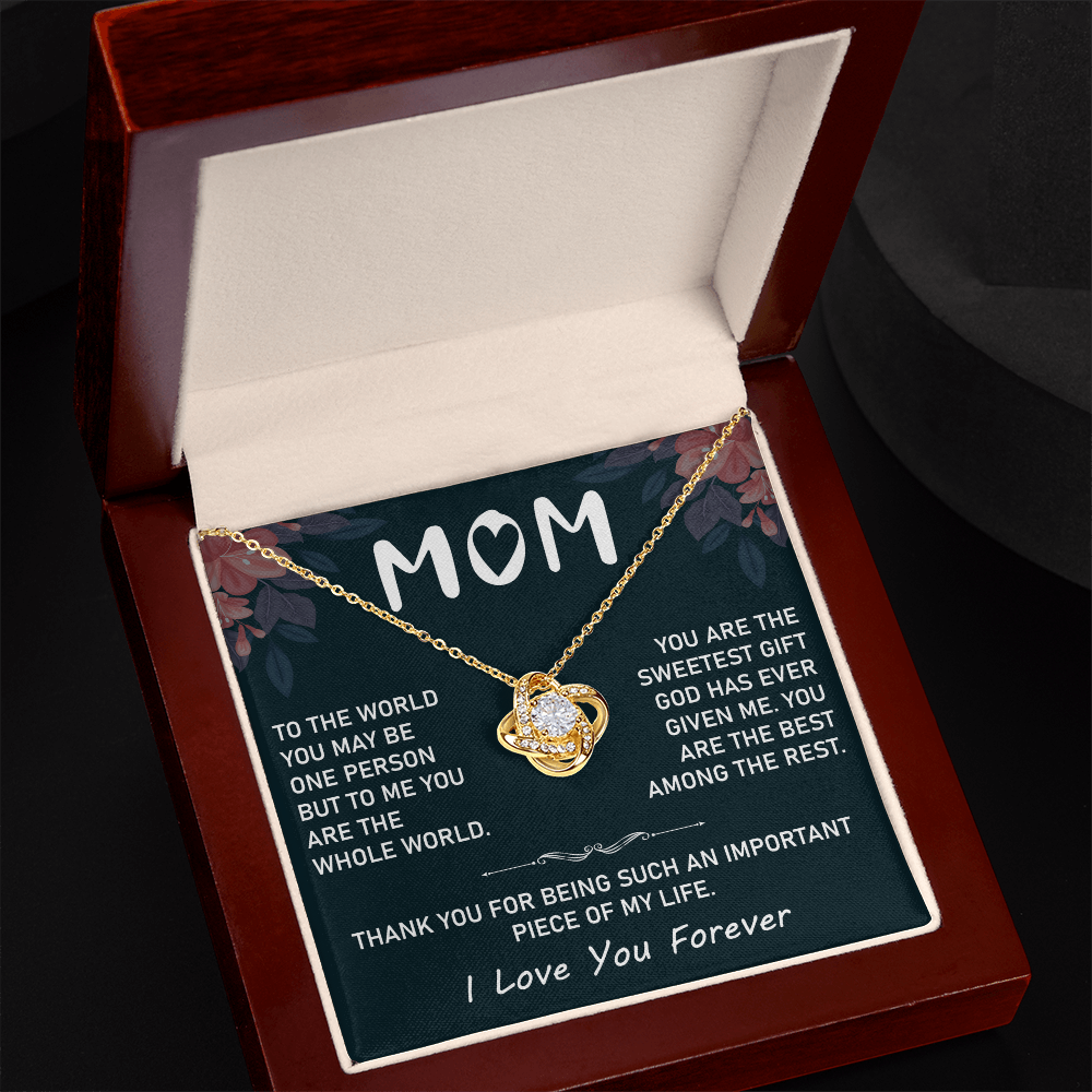 To My Mom Necklace – Stunning Love Knot Design, Thoughtful New Mom Gift from Son