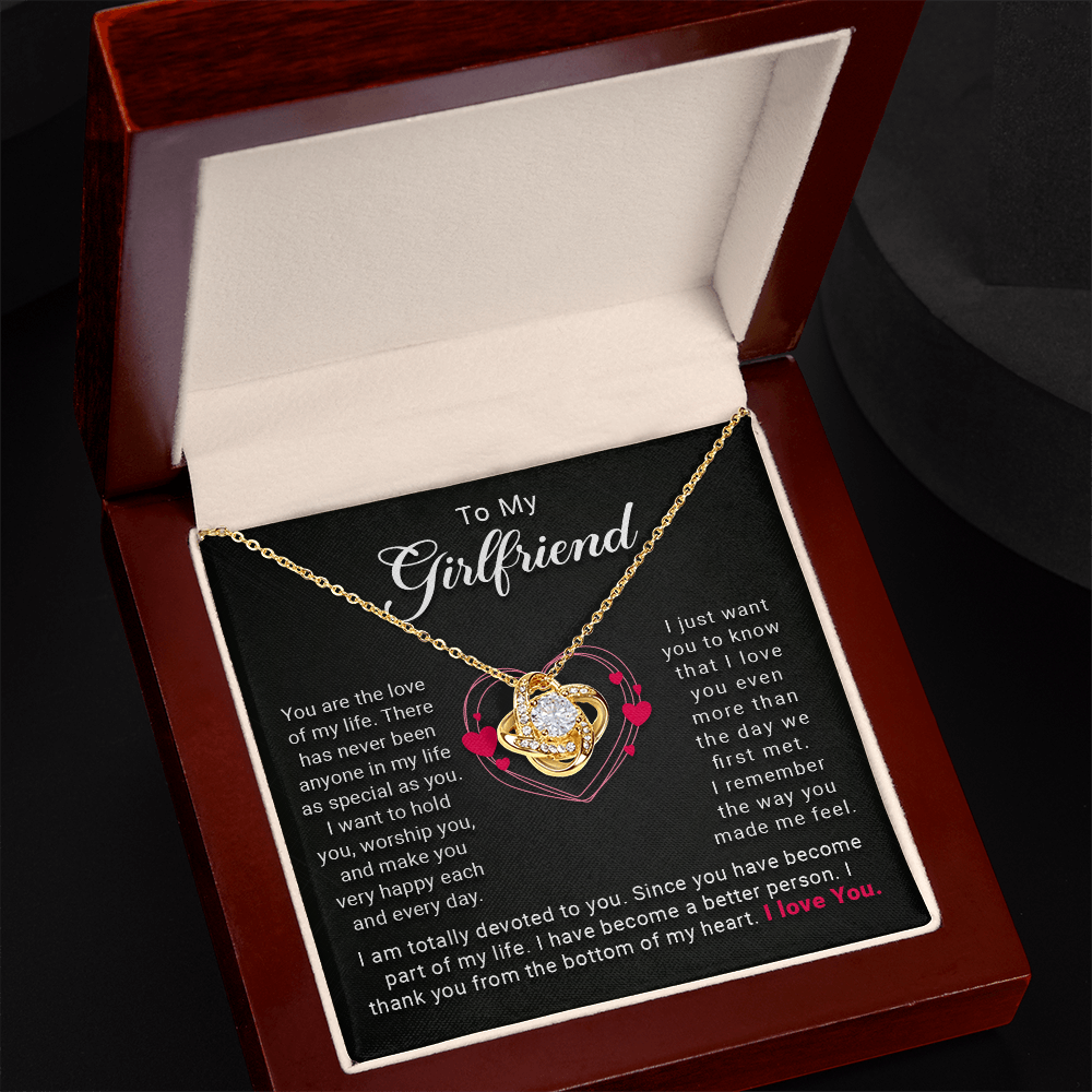 To My Girlfriend, You Are the Love of My Life – Love Knot Necklace, A Heartfelt Valentine's Day Gift to Express My Devotion and Eternal Love