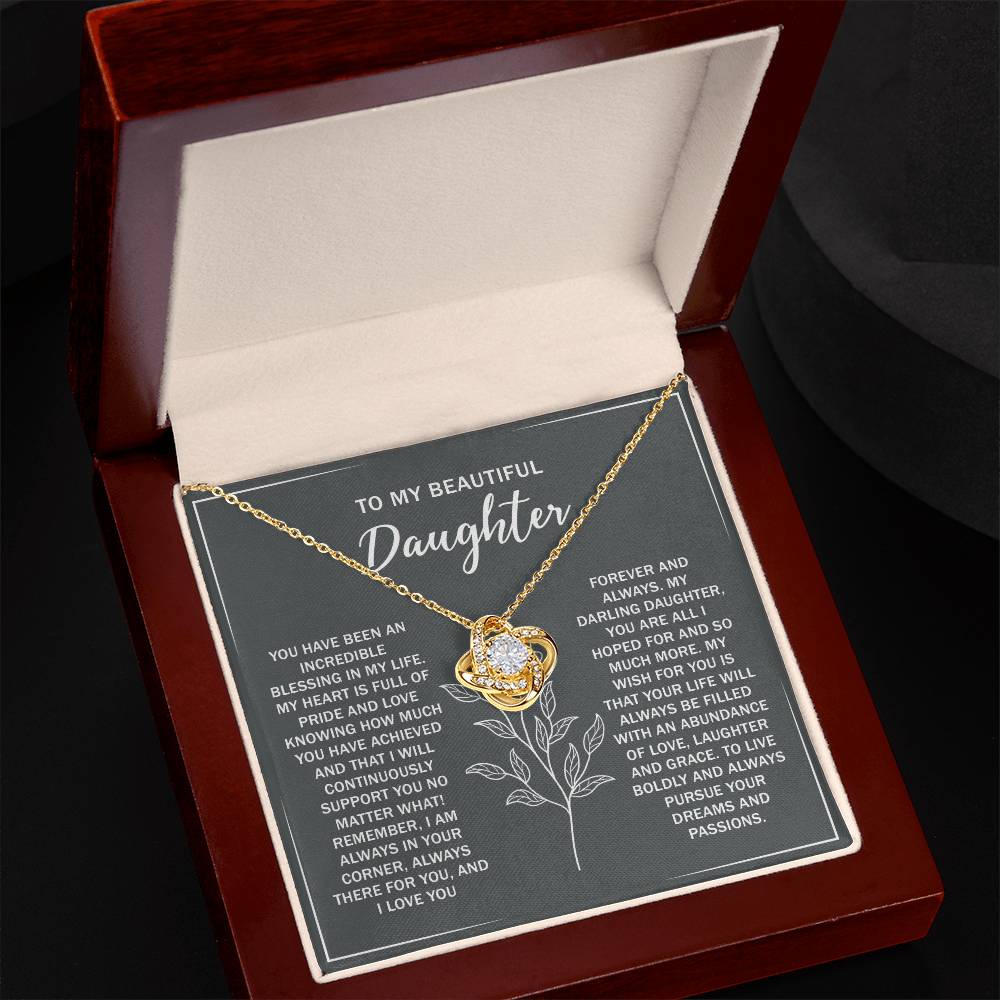 Presents For Your Daughter Love Knot Necklace 14K White Gold Finish 18K Yellow Gold Finish