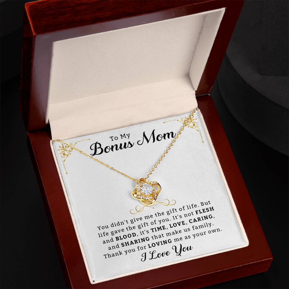 To My Cherished Bonus Mom Necklace, Love Knot Jewelry, Meaningful Gift for Mother's Day & Special Occasions