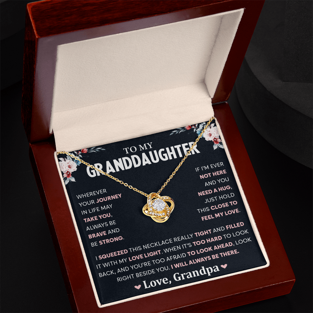 To My Granddaughter, Love Knot Necklace Gift From Grandpa