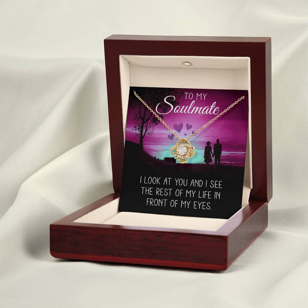 To My Soulmate Necklace Gift for Her - Love Knot Jewelry with Heartfelt Message Card and Gift Box - Anniversary, Valentine's Day, Birthday Gift for Wife or Girlfriend