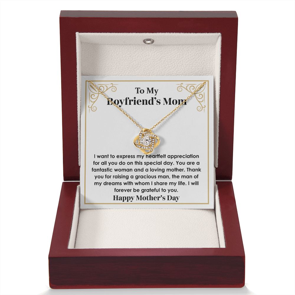 Gift for Boyfriend's Mom – Stunning Love Knot Necklace with Gift-Ready Box, Best Gift for My Boyfriend's Mom