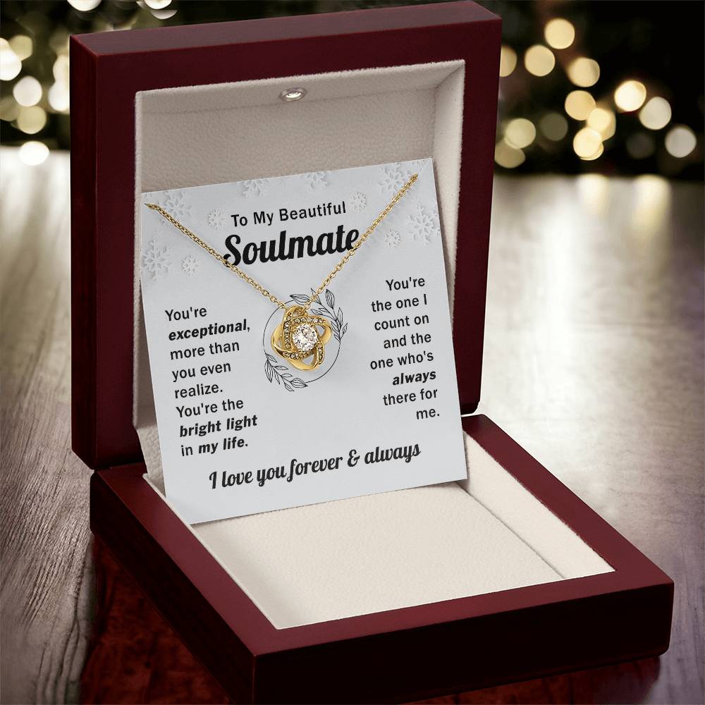 Soulmate Gifts For Her Love Knot Necklace To My Beautiful Soulmate Necklace