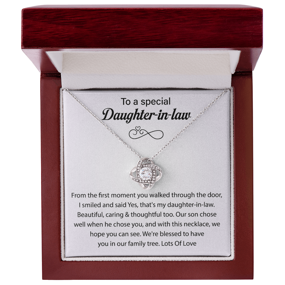 To My Daughter-in-law, We Both Love the Same Man, Love Knot Necklace