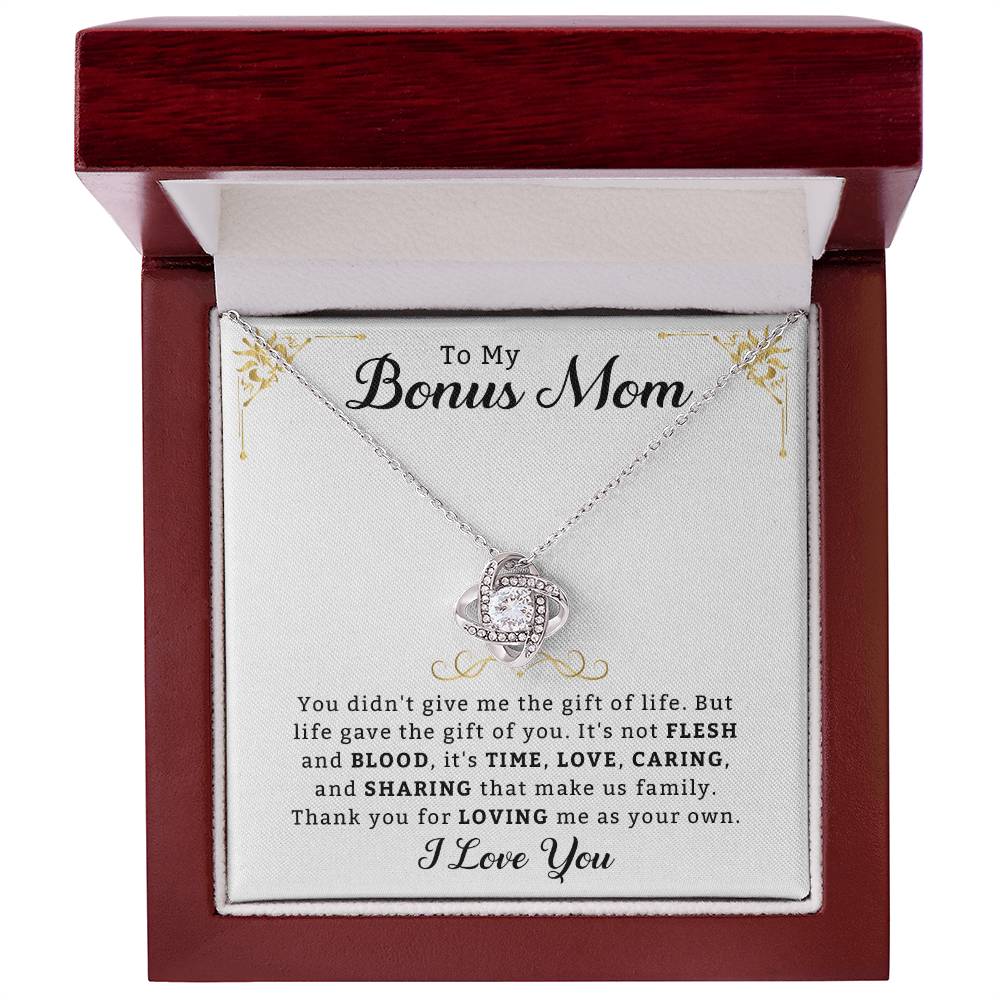 To My Cherished Bonus Mom Necklace, Love Knot Jewelry, Meaningful Gift for Mother's Day & Special Occasions