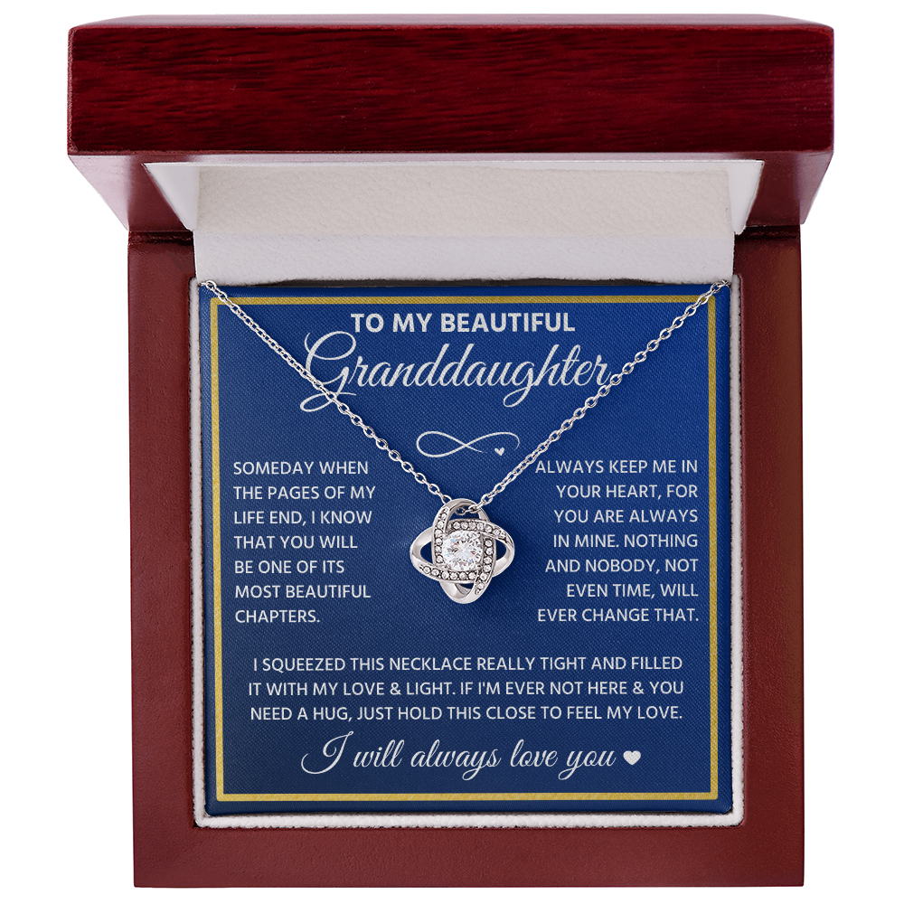 To My Granddaughter - Feel My Love - Love Knot Necklace