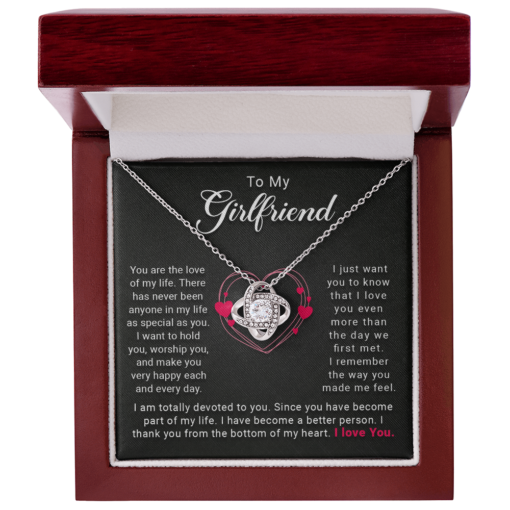 To My Girlfriend, You Are the Love of My Life – Love Knot Necklace, A Heartfelt Valentine's Day Gift to Express My Devotion and Eternal Love