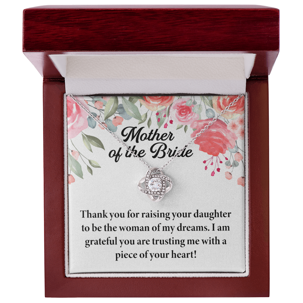 Elegant Love Knot Necklace – Best Gift for Mother of the Bride, Heartfelt Wedding Jewelry for Mom