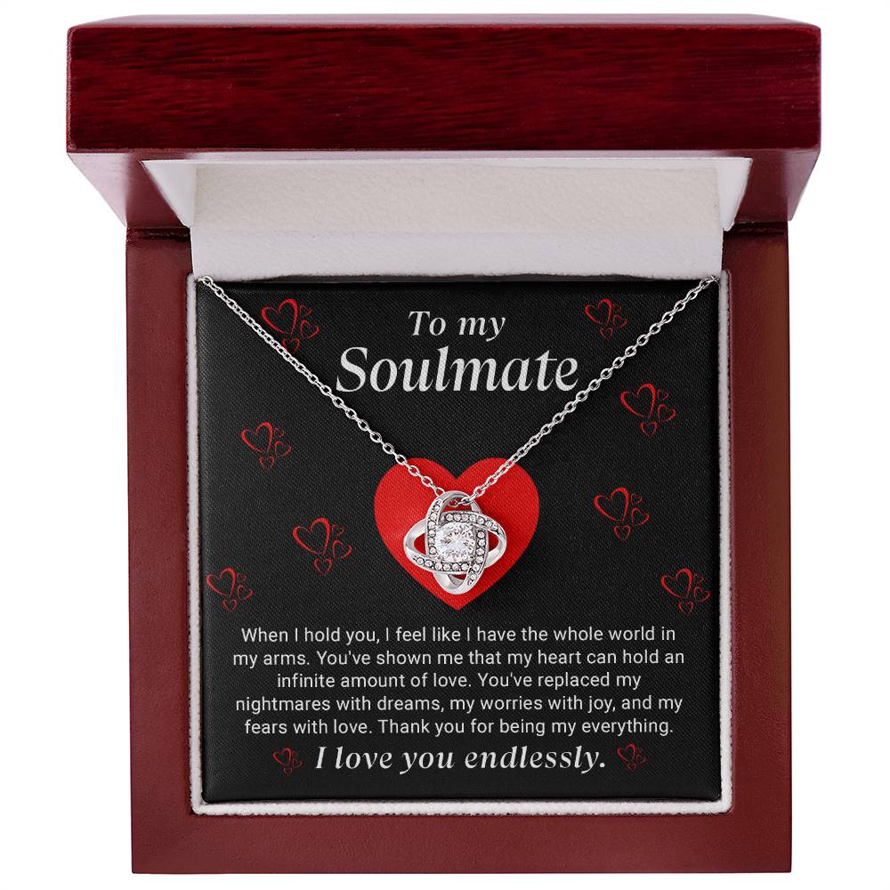 To My Soulmate Love Knot Necklace - Heartfelt Jewelry Gift for Wife or Girlfriend - Perfect for Anniversaries and Valentine's Day