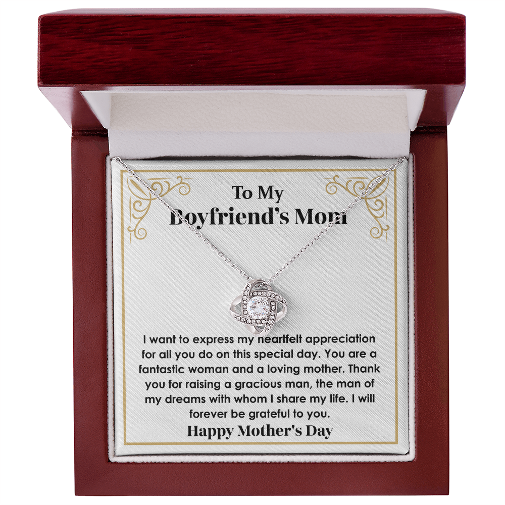 Gift for Boyfriend's Mom – Stunning Love Knot Necklace with Gift-Ready Box, A Thoughtful & Elegant Present