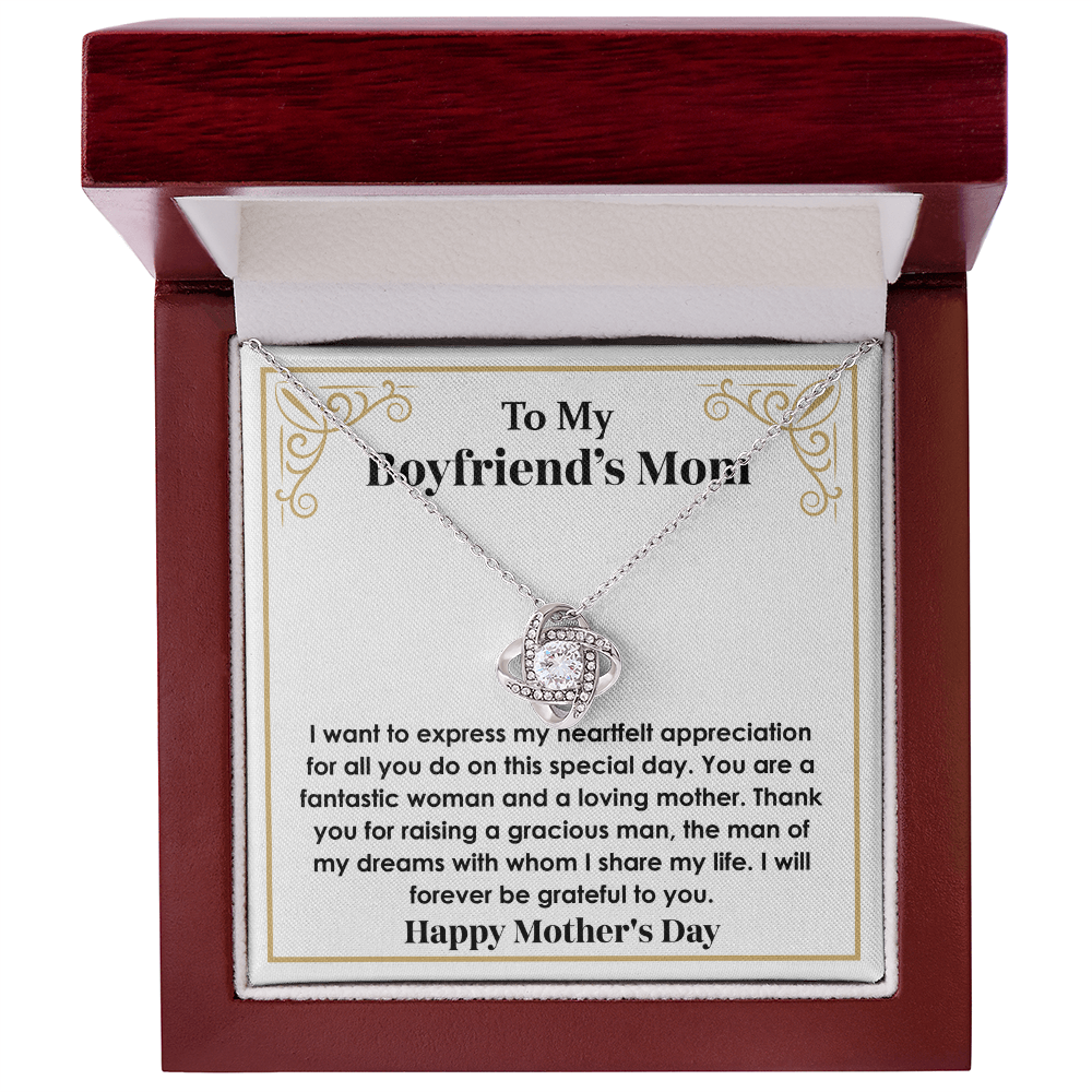 Gift for Boyfriend's Mom – Stunning Love Knot Necklace with Gift-Ready Box, Best Gift for My Boyfriend's Mom