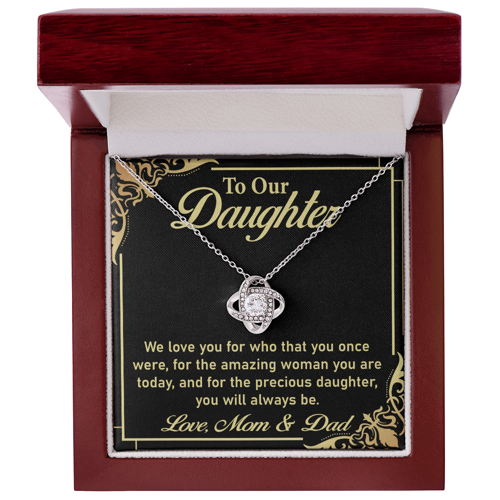 To My Daughter – Elegant Love Knot Necklace Gift from Mom