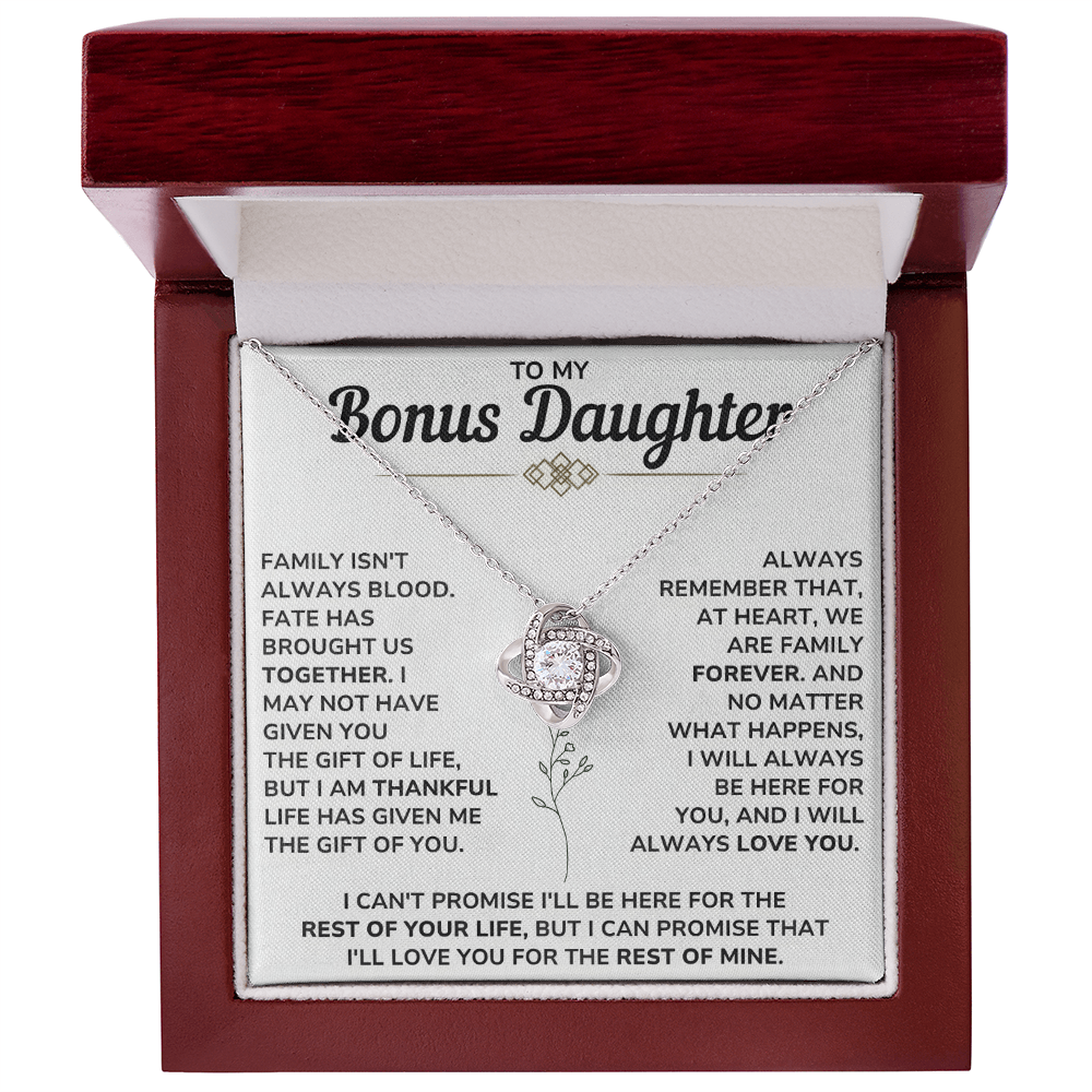 To My Bonus Daughter - Hold This Beautiful Necklace Close to Feel My Love