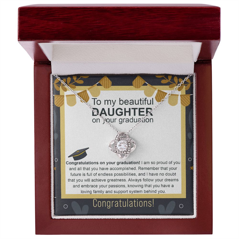 To My Daughter | Congratulations on Your Graduation, Love Knot Necklace Inspirational Gifts For Girls