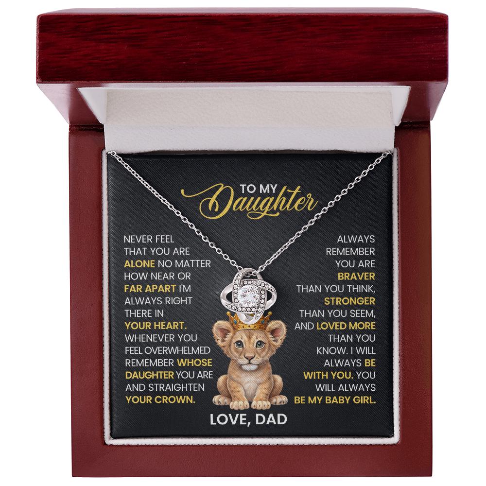 To My Daughter - You Are Braver and Stronger - Love Knot Necklace