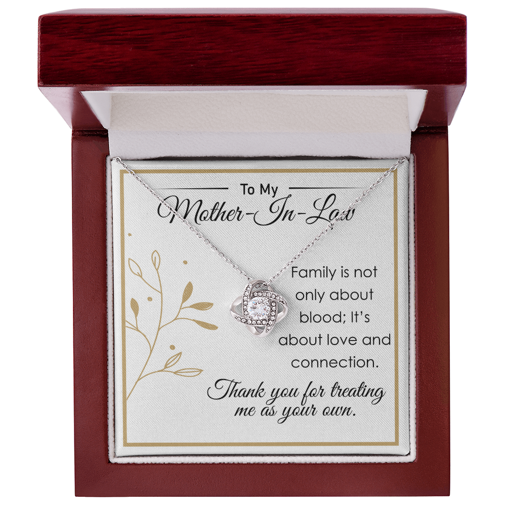 To My Mother-in-Law Necklace – Elegant Love Knot Necklace with Sentimental Message, Perfect Gift for Mother-in-Law