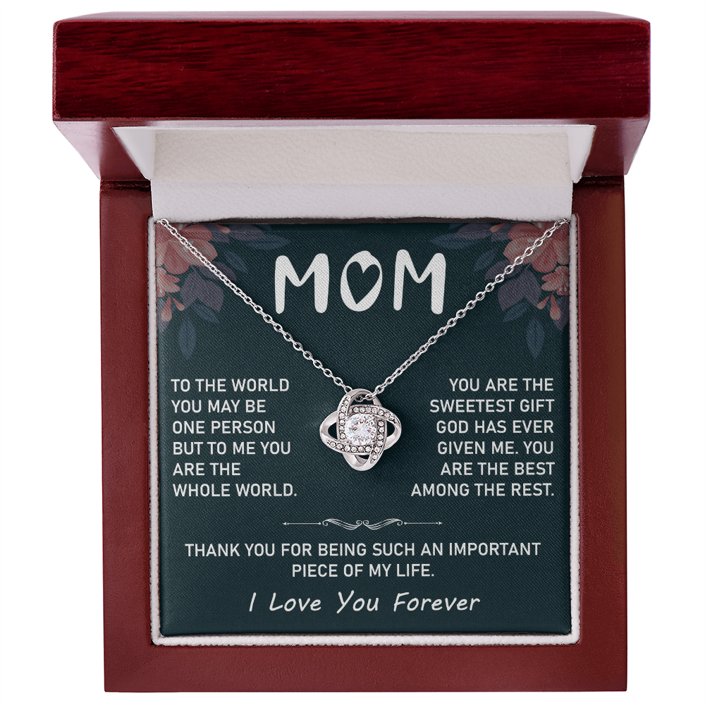 To My Mom Necklace – Stunning Love Knot Design, Thoughtful New Mom Gift from Son