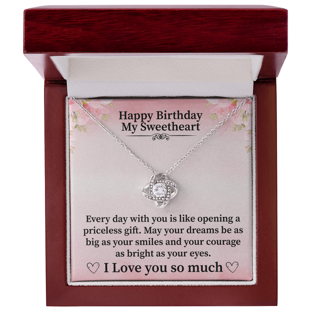 Love Knot Necklace for Wife – Elegant Birthday Keepsake Gift with a Touching Message from Husband