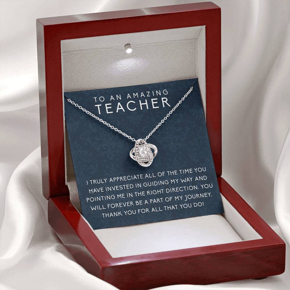 Gifts for Teacher, Stainless Steel Love Knot Necklace, Thankful Gift for Teachers, Necklace Jewelry for Her