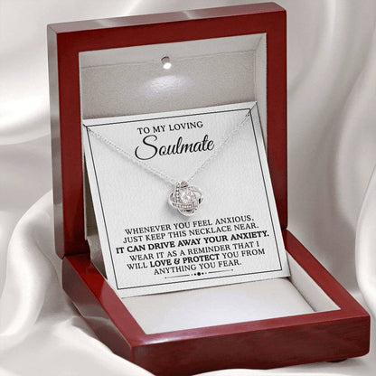 To My Loving Soulmate Love Knot Necklace, 14K White Gold Finish, 18K Yellow Gold Finish