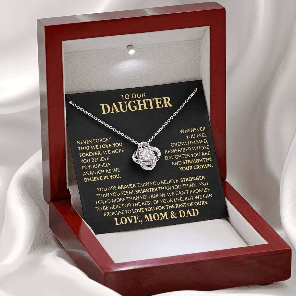 Beautiful Gift for Daughter From Mom and Dad "Never Forget That We Love You" Necklace