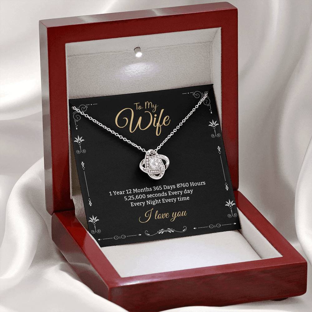 Wife Necklace from Husband - Elegant Jewelry for Wedding Anniversary, Birthday, or Christmas Gift - Love Knot Necklace with Message Card and Gift Box